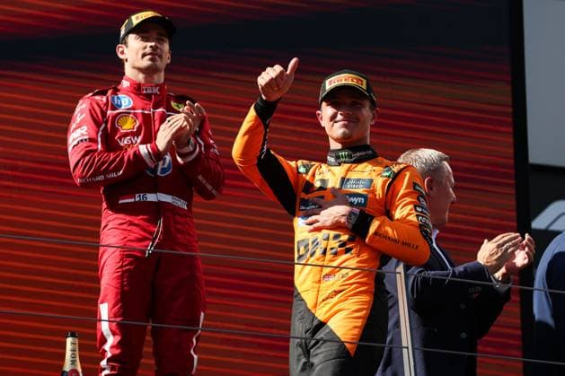 4 Lando Norris (GBR, McLaren F1 Team), 16 Charles Leclerc (MCO, Scuderia Ferrari HP), F1 Grand Prix of Austria at Red Bull Ring on June 29, 2025 in Spielberg, Austria. (Photo by HOCH ZWEI) Spielberg Austria