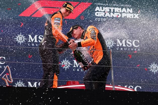4 Lando Norris (GBR, McLaren F1 Team), 81 Oscar Piastri (AUS, McLaren F1 Team), F1 Grand Prix of Austria at Red Bull Ring on June 29, 2025 in Spielberg, Austria. (Photo by HOCH ZWEI) Spielberg Austria