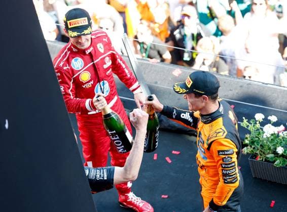 16 Charles Leclerc (MCO, Scuderia Ferrari HP), 4 Lando Norris (GBR, McLaren F1 Team), F1 Grand Prix of Austria at Red Bull Ring on June 29, 2025 in Spielberg, Austria. (Photo by HOCH ZWEI) Spielberg Austria