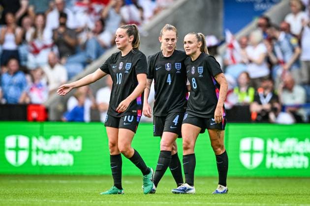 29th June 2025; King Power Stadium, Leicester, England; Womens International Football Friendly, England versus Jamaica; Georgia Stanway of England celebrates scoring the fourth goal in the 59th minute for 4-0  ActionPlus12806991 GodfreyxPitt