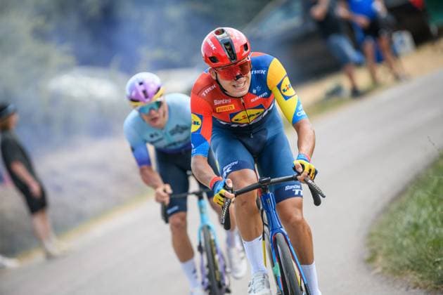 Czech and Slovak national Road cycling, Rad, Radsport, Strasse championships 2025 Banovce nad Bebravou, road cycling, men elite, Mathias Vacek attacks (Lidl-Trek), on June 29, 2025, Banovce nad Bebravou, Slovakia. (CTKxPhoto JanxBrychta) CTKPhotoF202506290009801  CTKPhotoF202506290009801