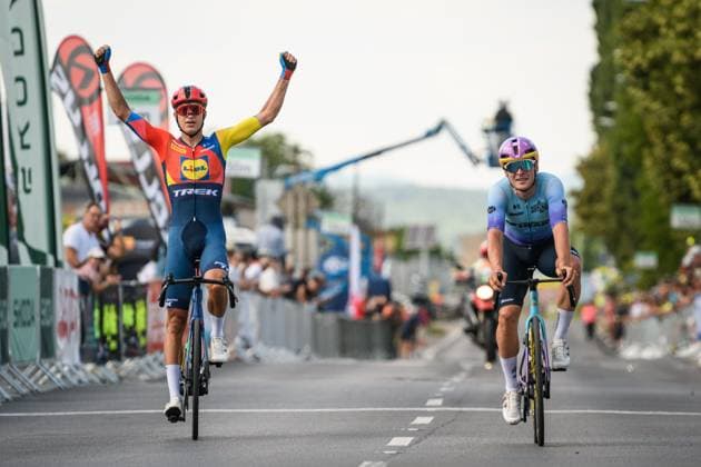 Czech and Slovak national Road cycling, Rad, Radsport, Strasse championships 2025 Banovce nad Bebravou, road cycling, men elite, Lukas Kubis (left) and Mathias Vacek (right) attacks, on June 29, 2025, Banovce nad Bebravou, Slovakia. (CTKxPhoto JanxBrychta) CTKPhotoF202506290010001  CTKPhotoF202506290010001