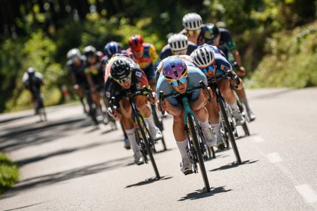 Sport Bilder des Tages Czech and Slovak national Road cycling, Rad, Radsport, Strasse championships 2025 Banovce nad Bebravou, road cycling, men elite, Lukas Kubis in downhill leads the group (Unibet Tietema Rockets), on June 29, 2025, Banovce nad Bebravou, Slovakia. (CTKxPhoto JanxBrychta) CTKPhotoF202506290010101  CTKPhotoF202506290010101
