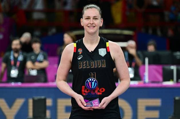 Spain v Belgium - FIBA Women s EuroBasket 2025 Final ATHENS, GREECE - JUNE 29 : Meesseman Emma power forward of Belgium winning the MVP - most valuable player - award of the tournament during the final match between Spain and Belgium at the FIBA Women s EuroBasket 2025 on June 29, 2025 in Athens, Greece, 29 06 2025 Athens Greece  Copyright: xPeterxDexVoechtx