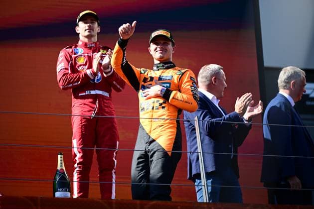 F1 Grand Prix of Austria Lando Norris of the McLaren F1 Team celebrates after the race in Spielberg, Styria, Austria, on June 29, 2025, during the 12th round of the Formula 1 World Championship, WM, Weltmeisterschaft Spielberg Styria Austria  Copyright: xAndreaxDiodatox originalFilename:diodato-formula1250628_npLFC.jpg