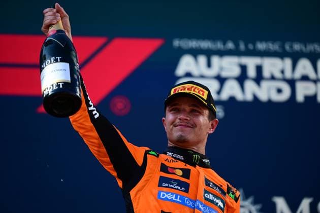 F1 Grand Prix of Austria Lando Norris of the McLaren F1 Team celebrates after the race in Spielberg, Styria, Austria, on June 29, 2025, during the 12th round of the Formula 1 World Championship, WM, Weltmeisterschaft Spielberg Styria Austria  Copyright: xAndreaxDiodatox originalFilename:diodato-formula1250629_npCc7.jpg