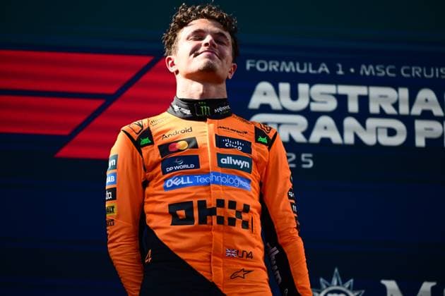 Sport Themen der Woche KW26 Sport Bilder des Tages F1 Grand Prix of Austria Lando Norris of the McLaren F1 Team celebrates after the race in Spielberg, Styria, Austria, on June 29, 2025, during the 12th round of the Formula 1 World Championship, WM, Weltmeisterschaft Spielberg Styria Austria  Copyright: xAndreaxDiodatox originalFilename:diodato-formula1250629_npsP6.jpg
