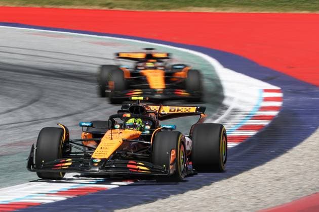 Zeltweg, Austria - June 29: 4 Lando Norris (GBR) McLaren F1 Team (GBR) MCL39 Mercedes during the Austrian F1 Grand Prix 2025 at Zeltweg Air Base on June 29, 2025 in Zeltweg, Austria. (Photo by Philippe Nanchino Eurasia Images JustPictures) Zeltweg Zeltweg Air Base Austria