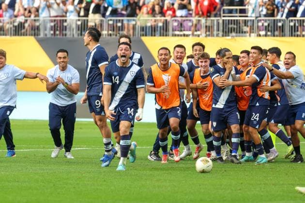 June 29th, 2025: Guatemala reacts to winning on penalty kicks after a CONCACAF Gold Cup quarterfinals soccer match between Canada and Guatemala at US Bank Stadium in Minneapolis, MN. -CSM. Minneapolis USA - ZUMAc04_ 20250629_zma_c04_159 Copyright: xStevenxGarciax