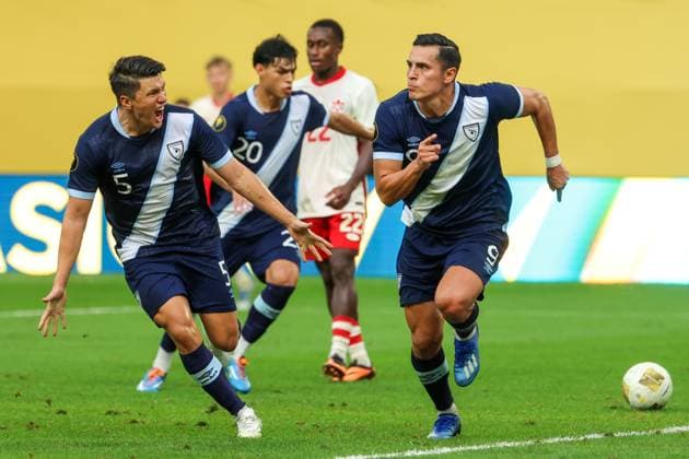June 29th, 2025: Guatemala forward Rubio Mendez (9) celebrates a goal in the second half during a CONCACAF Gold Cup quarterfinals soccer match between The United States and Costa Rica at US Bank Stadium in Minneapolis, MN. -CSM Minneapolis USA - ZUMAc04_ 20250629_zma_c04_281 Copyright: xStevenxGarciax