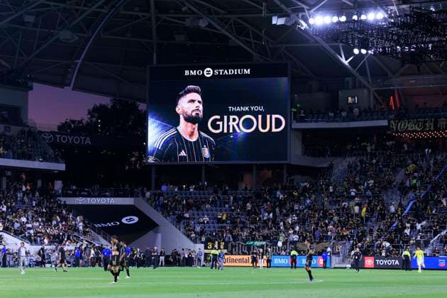 Sport Themen der Woche KW26 Sport Bilder des Tages June 29, 2025, Los Angeles, California, USA: Jumbotron displays a farewell message for Olivier Giroud 9 for his last game with the Los Angeles Football Club after their regular season MLS, Fussball Herren, USA game against the Vancouver Whitecaps on Sunday June 29, 2025 at the BMO Stadium in Los Angeles, California. LAFC loses to Whitecaps, 0-1. ARIANA RUIZ PI Los Angeles USA - ZUMAp124 20250629_zaa_p124_058 Copyright: xArianaxRuizx