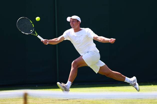 Oliver Tarvet during his first round match Wimbledon Tennis Championships, Day 1, The All England Lawn Tennis and Croquet Club, London, UK - 30 Jun 2025London The All England Lawn Tennis and United Kingdom  Copyright: xJamesxMarsh Shutterstockx 15378842at
