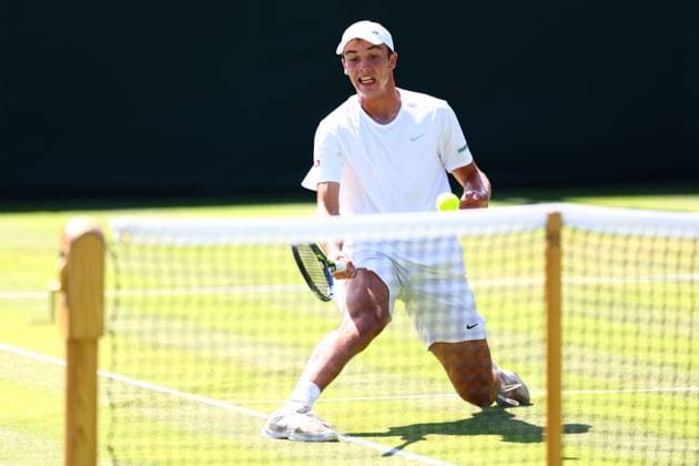 Oliver Tarvet during his first round match Wimbledon Tennis Championships, Day 1, The All England Lawn Tennis and Croquet Club, London, UK - 30 Jun 2025London The All England Lawn Tennis and United Kingdom  Copyright: xJamesxMarsh Shutterstockx 15378842au