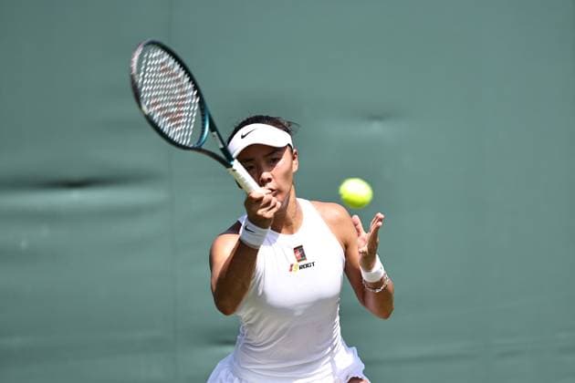 LONDON, ENGLAND - JUNE 30: Yuan Yue of China competes in the Women s Singles first round match against Eva Lys of Germany on day 1 of 2025 Wimbledon Championships at All England Lawn Tennis and Croquet Club on June 30, 2025 in London, England.  Copyright: xVCGx 111576997370