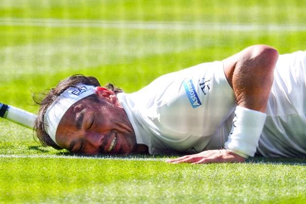 Fabio Fognini falls during his first round match Wimbledon Tennis Championships, Day 1, The All England Lawn Tennis and Croquet Club, London, UK - 30 Jun 2025London The All England Lawn Tennis and United Kingdom  Copyright: xJavierxGarcia Shutterstockx 15378843gu