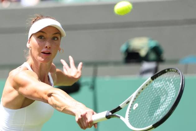 June 30, 2025, London, Celestynow, England: CARSON BRANSTINE of Canada during the match against A. Sabalenka in the first round of Championships 2025 at Wimbledon AELTC in London. Branstine lost 1:6, 5:7 London England - ZUMAc278 20250630_zsp_c278_022 Copyright: xMarcinxCholewinskix