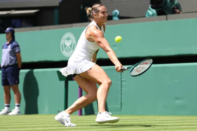 June 30, 2025, London, Celestynow, England: ARYNA SABALENKA during the match against C. Branstine of Canada in the first round of Championships 2025 at Wimbledon AELTC in London. Sabalenka won 6:1, 7:5 London England - ZUMAc278 20250630_zsp_c278_030 Copyright: xMarcinxCholewinskix