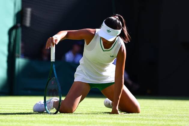 Mingge Xu during her first round match Wimbledon Tennis Championships, Day 1, The All England Lawn Tennis and Croquet Club, London, UK - 30 Jun 2025London The All England Lawn Tennis and United Kingdom  Copyright: xJamesxMarsh Shutterstockx 15378842et