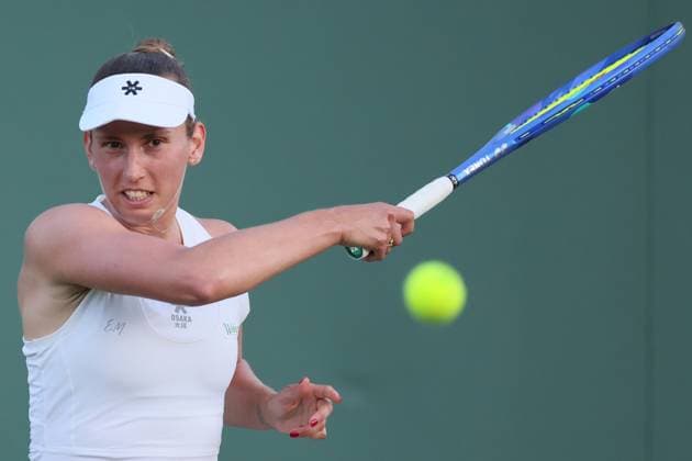 Belgian Elise Mertens pictured in action during a tennis match against Czech Fruhvirtova, in the first round of the women s singles at the 2025 Wimbledon grand slam tournament, Monday 30 June 2025 at the All England Tennis Club, in South-West London, Britain. BENOITxDOPPAGNE  x128153987x