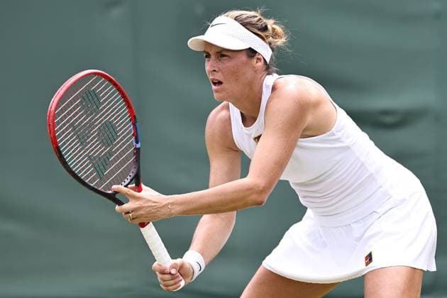 Tatjana Maria, GER, during first round of 2025 All England Lawn Tennis Championships at Wimbledon, womens singles, London, 01 07 2025; -