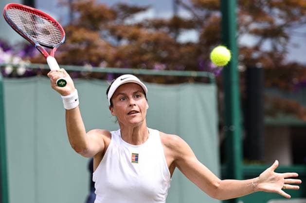Tatjana Maria, GER, during first round of 2025 All England Lawn Tennis Championships at Wimbledon, womens singles, London, 01 07 2025; -