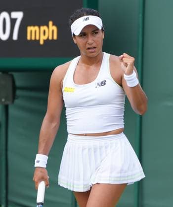 Tennis - 2025 Wimbledon Championships - Women™s Singles - Round One - Match Heather Watson v Clara Tausonl - All England Lawn Tennis & Croquet Club - Tuesday 1st July 2025 Heather Watson celebrates a point 