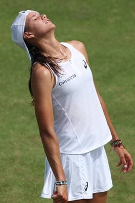 July 1, 2025, London, Celestynow, England: EMILIANA ARANGO of Colombia during the match against D. Kasatkina of Australia in the first round of Championships 2025 at Wimbledon AELTC in London. London England - ZUMAc278 20250701_zsp_c278_031 Copyright: xMarcinxCholewinskix