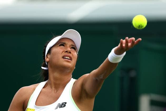1st July 2025; All England Lawn Tennis and Croquet Club, London, England; Wimbledon Tennis Tournament, Day 2; Heather Watson (GBR) serves to Clara Tauson (DEN)  ActionPlus12807375 JohnxPatrickxFletcher