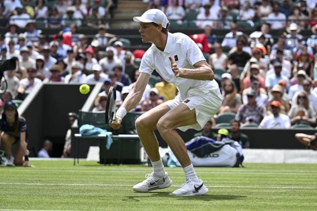 Gentlemens’ Singles First Round Jannik Sinner vs Luca Nardi Wimbledon Championships 2025 Day 2, 01 07 25 Gentlemens’ Singles - First Round No.1 Court Jannik Sinner vs Luca Nardi Jannik Sinner in action  Copyright: xMarcxAspland ThexTimesx NINTCHDBPICT001006863174