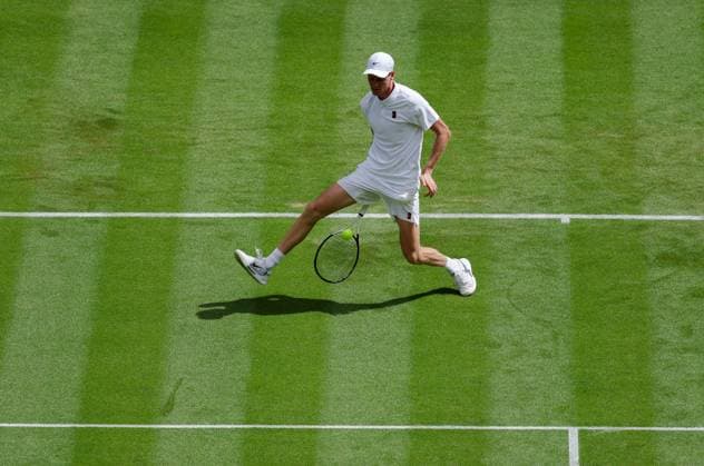 Gentlemens’ Singles First Round Jannik Sinner vs Luca Nardi Wimbledon Championships 2025 Day 2, 01 07 25 Gentlemens’ Singles - First Round No.1 Court Jannik Sinner vs Luca Nardi Jannik Sinner in action  Copyright: xMarcxAspland ThexTimesx NINTCHDBPICT001006866044