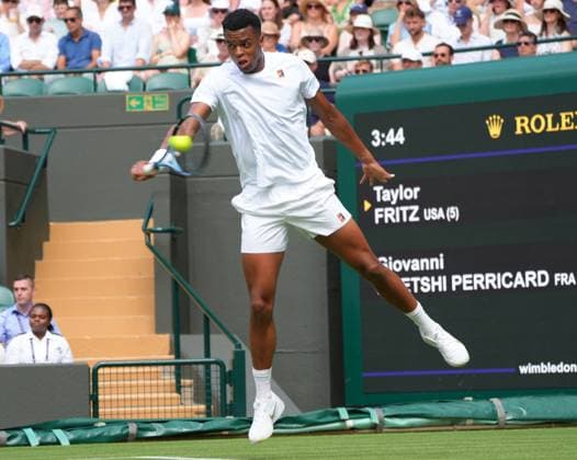 Tennis - 2025 Wimbledon Championships - Men™s Singles - Round One - Taylor Fritz v Mpetshi Perricard All England Lawn Tennis & Croquet Club - Tuesday 1st July 2025 Mpetshi Perricard of France 