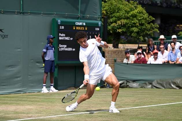 George Loffhagen during the Wimbledon 2025 Men?s Singles first round tennis match between Pedro Martinez and George Loffhagen at the All England Tennis Club in London, England. (Richard Callis Sports Press Photo SPP) Copyright: xRichardxCallis SportsxPressxPhotox xSPPx spp-en-RiCaPrPh-SPP25_RMFC_300625_17868