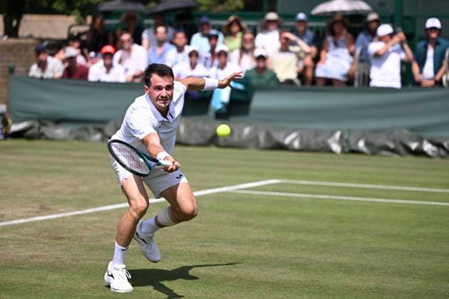George Loffhagen during the Wimbledon 2025 Men?s Singles first round tennis match between Pedro Martinez and George Loffhagen at the All England Tennis Club in London, England. (Richard Callis Sports Press Photo SPP) Copyright: xRichardxCallis SportsxPressxPhotox xSPPx spp-en-RiCaPrPh-SPP25_RMFC_300625_17880