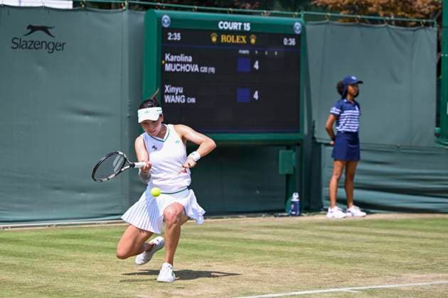 Wang Xinyu during the Wimbledon 2025 Women?s Singles first round tennis match between Karolina Muchova and Wang Xinyu at the All England Tennis Club in London, England. (Richard Callis Sports Press Photo SPP) Copyright: xRichardxCallis SportsxPressxPhotox xSPPx spp-en-RiCaPrPh-SPP25_RMFC_300625_17884