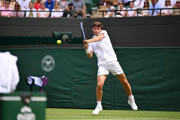 Luca Nardi during the Wimbledon 2025 Men?s Singles first round tennis match between Jannik Sinner and Luca Nardi at the All England Tennis Club in London, England. (Richard Callis Sports Press Photo SPP) Copyright: xRichardxCallis SportsxPressxPhotox xSPPx spp-en-RiCaPrPh-SPP25_RMFC_300625_17905