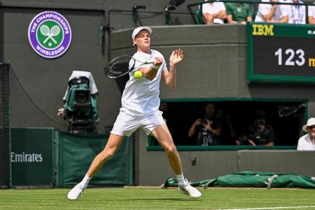 Jannik Sinner during the Wimbledon 2025 Men?s Singles first round tennis match between Jannik Sinner and Luca Nardi at the All England Tennis Club in London, England. (Richard Callis Sports Press Photo SPP) Copyright: xRichardxCallis SportsxPressxPhotox xSPPx spp-en-RiCaPrPh-SPP25_RMFC_300625_17910