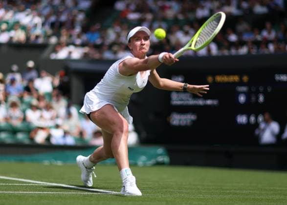 Wimbledon Championships 2025 AELTC, Day Two, London, UK - 01 07 2025 Barbora Krejckova (CZE) in action during her first round match against Alexander Eala (PHI) in the 2025 Wimbledon Championships London Wimbledon London GBR, UK NEWSPAPERS OUT Copyright: xMarkxGreenwoodx
