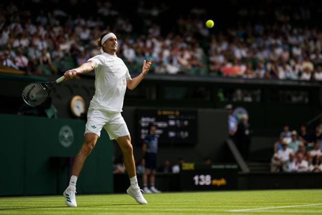 250701 Alexander Zverev of Germany competes in a first round singles tennis match during day 2 of Wimbledon on July 1, 2025 in London. Photo: Petter Arvidson BILDBYRAN kod PA PA1045 tennis wimbledon day 2 bbeng Copyright: PETTERxARVIDSON BB250701PA041
