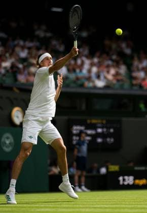 250701 Alexander Zverev of Germany competes in a first round singles tennis match during day 2 of Wimbledon on July 1, 2025 in London. Photo: Petter Arvidson BILDBYRAN kod PA PA1045 tennis wimbledon day 2 bbeng Copyright: PETTERxARVIDSON BB250701PA042