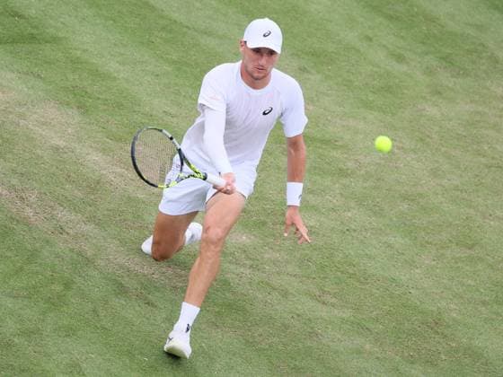 Belgian Raphael Collignon pictured in action at a tennis game against Croatian Cilic, in the first round of the men s singles at the 2025 Wimbledon grand slam tournament, Tuesday 01 July 2025 at the All England Tennis Club, in South-West London, Britain. BENOITxDOPPAGNE  x128219267x