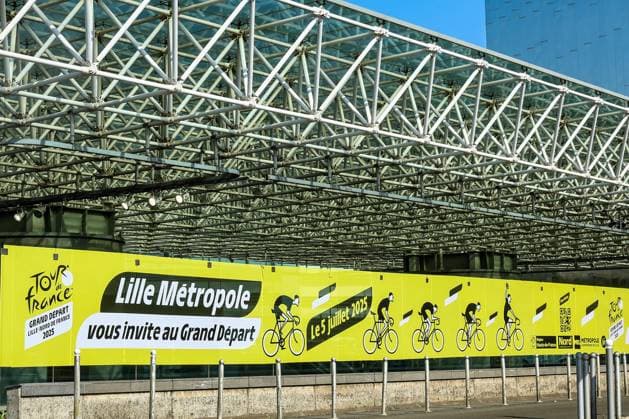 Picture taken in the citycenter during preparations ahead of the 2025 Tour de France cycling race, Tuesday 01 July 2025, in Lille, France. The 112th edition of the Tour de France starts on Saturday 5 July in Lille, France, and will finish in Paris, France on the 27th of July. DAVIDxPINTENS  x128220729x