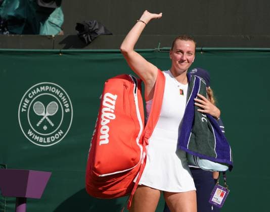 Tennis - 2025 Wimbledon Championships - Women™s Singles - Round One - Petra Kvitova v Emma Navarro All England Lawn Tennis & Croquet Club - Tuesday 1st July 2025 2 time Wimbledon Champion, Petra Kvitova of CZE waves to the crowd after playing in her last Wimbledon Tournament 