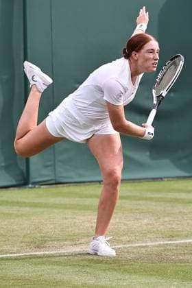 Ella Seidel, GER, during first round of 2025 All England Lawn Tennis Championships at Wimbledon, womens singles, London, 01 07 2025; -
