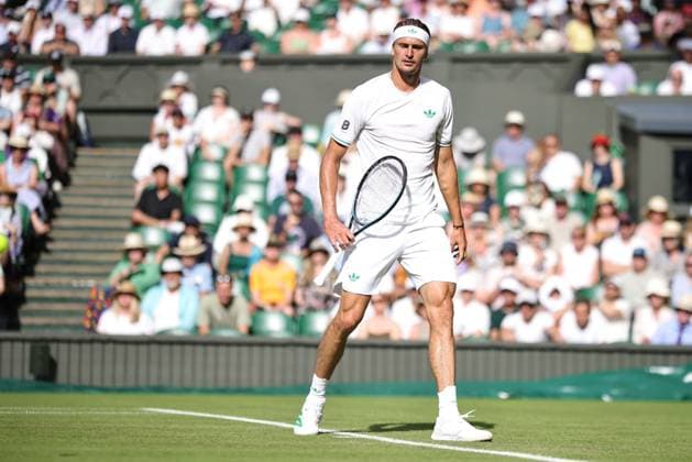 Alexander Zverev, GER, during first round of 2025 All England Lawn Tennis Championships at Wimbledon, mens singles, London, 01 07 2025; -