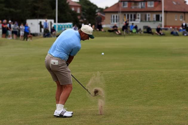 1st July 2025, West Lancashire Golf Club, Blundellsands, Liverpool, England; Final Qualifying for The Open Championship ; Lucas Herbert (AUS) plays his approach shot on the final hole  ActionPlus12807628 DavidxBlunsden