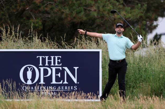 1st July 2025, West Lancashire Golf Club, Blundellsands, Liverpool, England; Final Qualifying for The Open Championship ; Jack Hawksby (ENG) reacts to his tee shot on the 10th hole  ActionPlus12807637 DavidxBlunsden