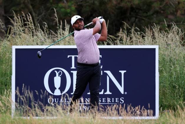 1st July 2025, West Lancashire Golf Club, Blundellsands, Liverpool, England; Final Qualifying for The Open Championship ; Harold Varner III (USA) plays his tee shot on the 10th hole  ActionPlus12807648 DavidxBlunsden