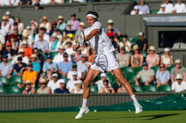 Tennis - Wimbledon Championship 2025 - Day 2 LONDON, ENGLAND - Tuesday, July 1, 2025: Arthur Rinderknech (FRA) during the Gentlemen s Singles 1st Round on Day Two of The Championships Wimbledon 2025 at the All England Lawn Tennis and Croquet Club. Rinderknech won 7-6(3) 6-7(10) 6-3 6-7(7) 6-4. (Photo by Kirsten Holst Propaganda) LONDON All England Lawn Tennis and Croquet Club GREATER LONDON ENGLAND  Copyright: xKirstenxHolstx 2025-07-01-125-Wimbledon_Day_2