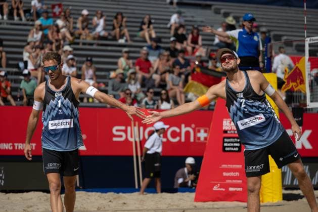 RECORD DATE NOT STATED Beach Pro Tour - Elite 16 Gstaad, 02.07.2025 Benedikt Sagstetter (GER), Jonas Sagstetter (GER); Beach Pro Tour - Elite 16 Gstaad am 02.07.2025 Copyright: xBEAUTIFULxSPORTS PeterxWeberx