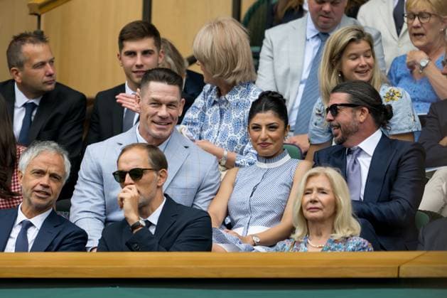 250702 John Cena, American actor and professional wrestler and American musician Dave Grohl in the stands during day 3 of Wimbledon on July 2, 2025 in London . Photo: Petter Arvidson BILDBYRAN kod PA PA1047 tennis wimbledon day 3 bbeng Copyright: PETTERxARVIDSON BB250702PA005